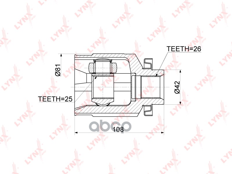 ШРУС внутренний R подходит для HYUNDAI Tucson(JM) 2.0-2.0D 04-12 CI-3770 LYNXauto арт. CI-3770