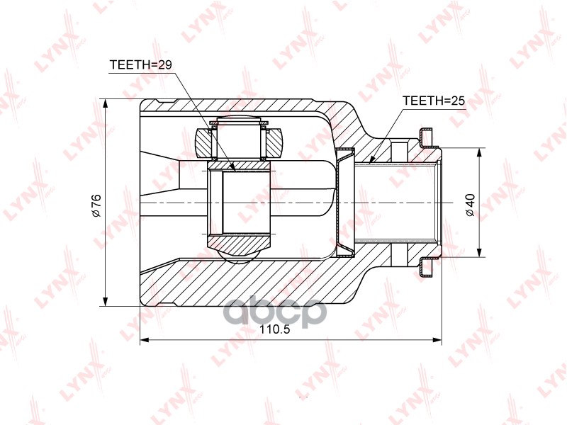 ШРУС внутренний SUBARU Forester(SF) 2.0-2.5 97-02 / Impreza(GC/GD) 1.5-2.5 92> / Legacy II-III 1.8-2 LYNXauto арт. ci-7105