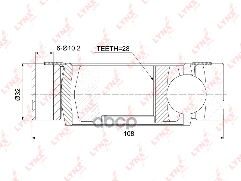 ШРУС внутренний VW Transporter IV 1.9D-2.5D 90-03 LYNXauto арт. ci-8002