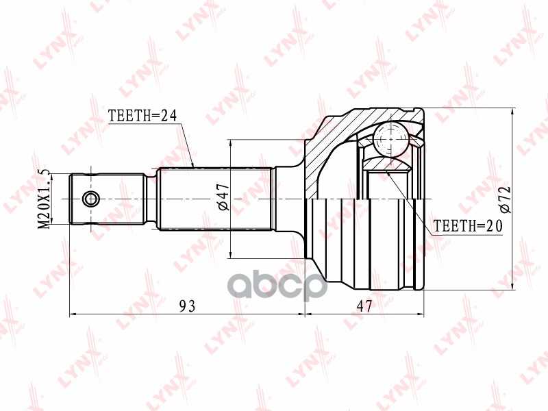 Шрус Наружный | Перед Прав/Лев | LYNXauto арт. CO1820