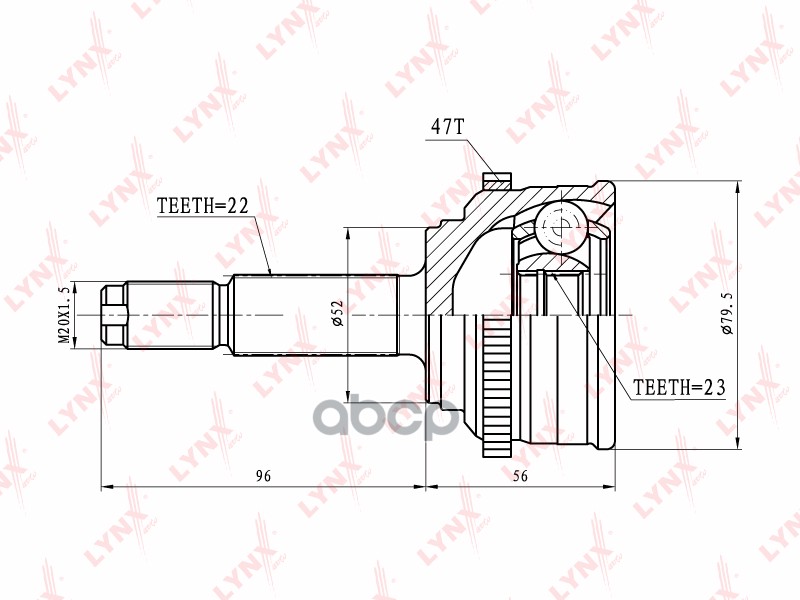 ШРУС наружный подходит для CHEVROLET Aveo 03-08 CO-1826A LYNXauto арт. CO-1826A