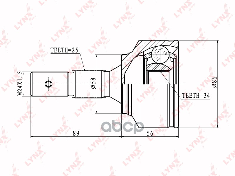 ШРУС наружный PEUGEOT 307 1.4D-2.0D 00> / CITROEN C4 1.6-2.0 04> LYNXauto арт. co-2200