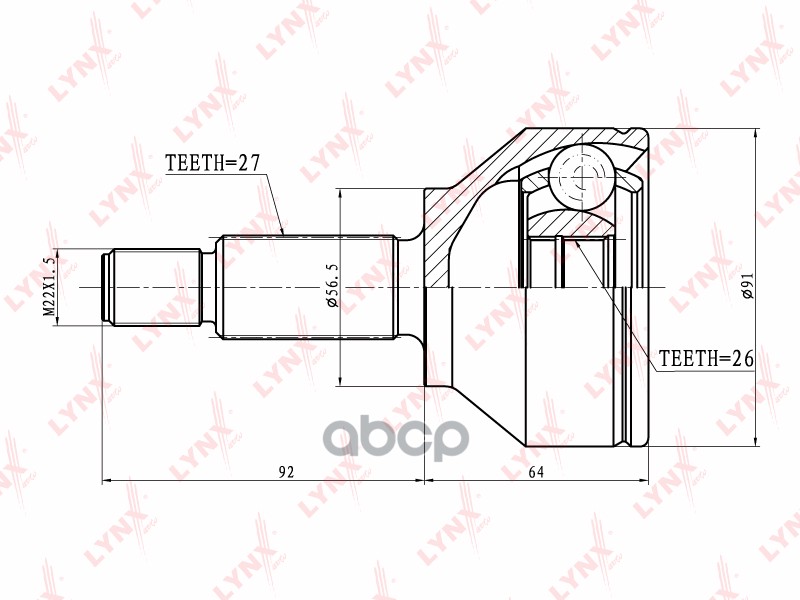 Шрус Наружный | Перед Прав/Лев | LYNXauto арт. CO2805