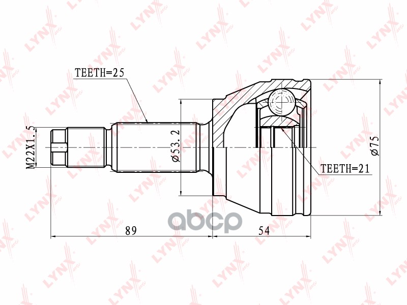 ШРУС наружный подходит для FORD Fusion 1.6 02/Fiesta 1.6 01 CO-3009 LYNXauto арт. CO-3009