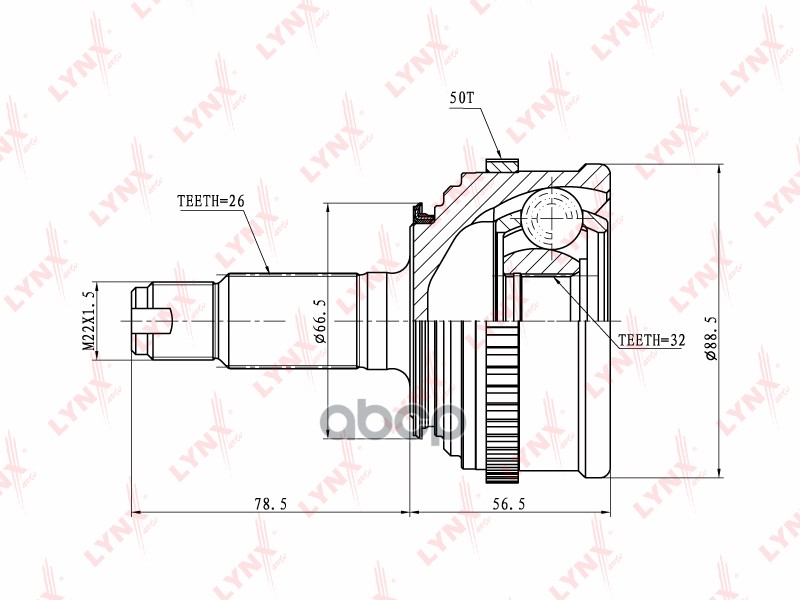 ШРУС наружный HONDA Civic 1.4-1.6 95-01/Integra 1.8 97-01 LYNXauto арт. co-3407a
