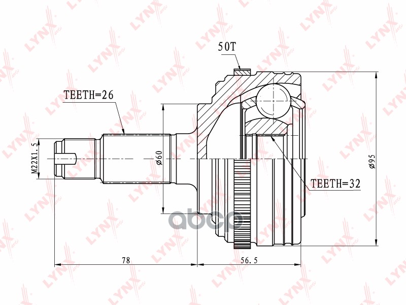 Шрус Наружный | Перед Прав/Лев | LYNXauto арт. CO3410A