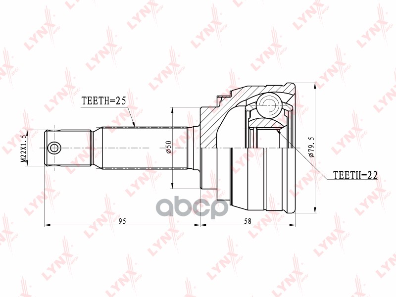 ШРУС наружный HYUNDAI Verna 1.5 99> LYNXauto арт. co-3600
