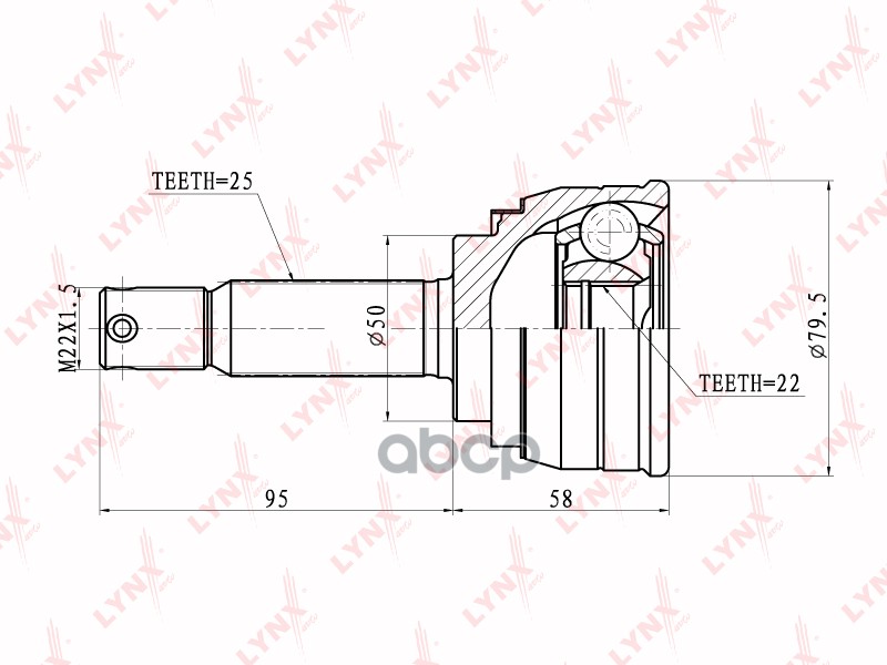 ШРУС наружный подходит для HYUNDAI Accent 1.3-1.5 94-00/Pony 1.3-1.5 95 CO-3603 LYNXauto арт. CO-3603