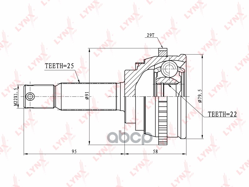 Шрус Наружный | Перед Прав/Лев | LYNXauto арт. CO3604A