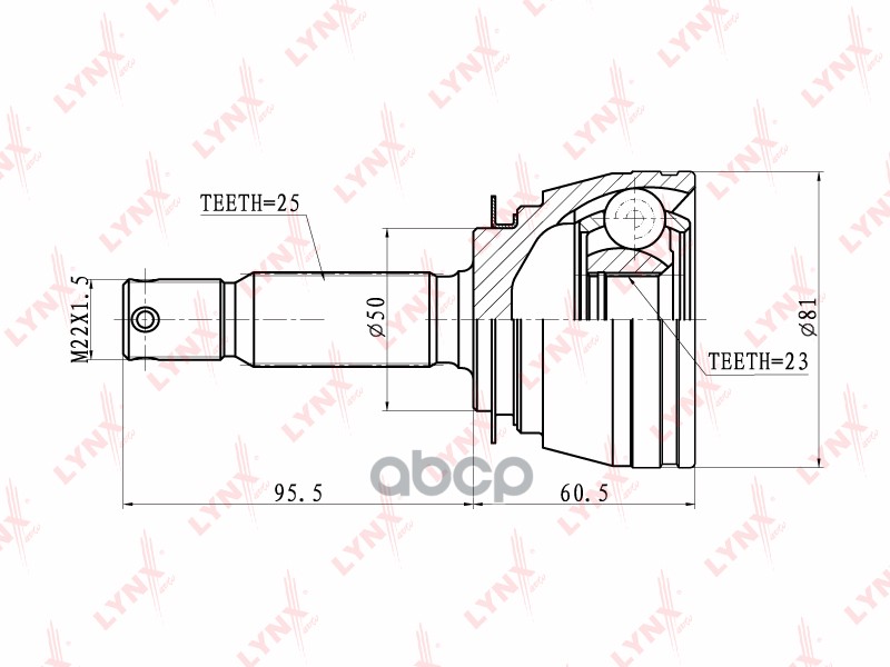 ШРУС наружный подходит для HYUNDAI Elantra 1.6-2.0 00/Lantra 1.6 90-95 CO-3605 LYNXauto арт. CO-3605