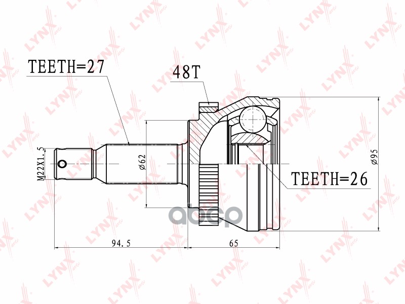 Шрус LYNXauto CO-3633A LYNXauto арт. CO-3633A