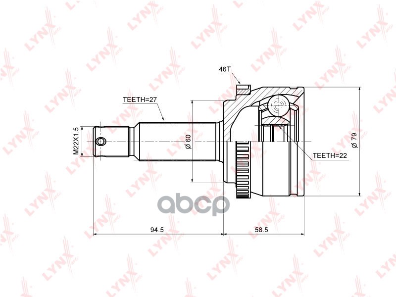 ШРУС наружный подходит для HYUNDAI i30 1.4-1.6, KIA Ceed 1.4-1.6 CO-3635A LYNXauto арт. CO-3635A
