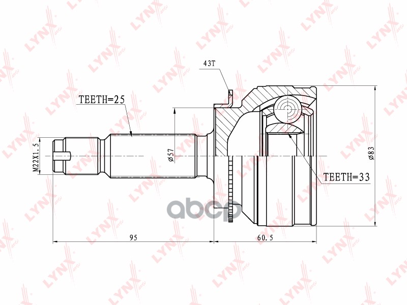 ШРУС наружный подходит для MITSUBISHI Outlander / Airtrek (CU2W) 2WD 03-07 CO-3640A LYNXauto арт. CO-3640A