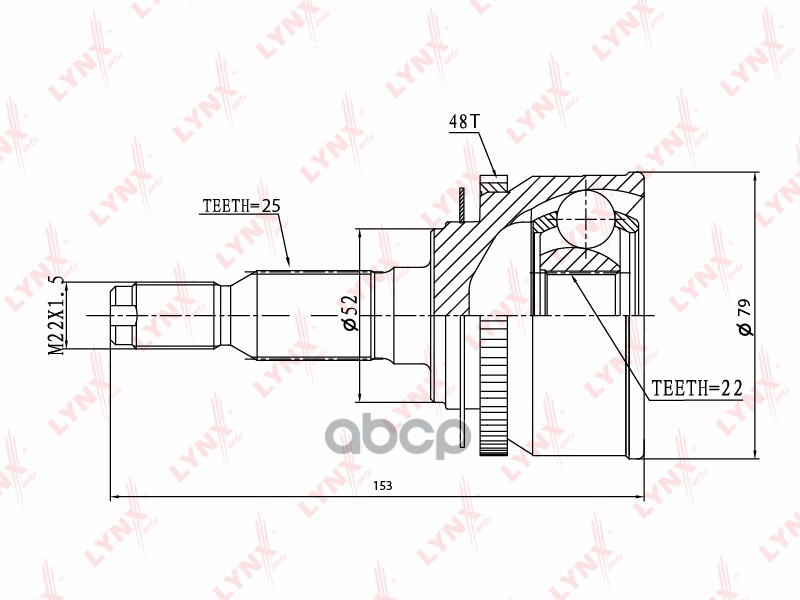 ШРУС наружный HYUNDAI Getz 1.3-1.6 02> LYNXauto арт. co-3648a