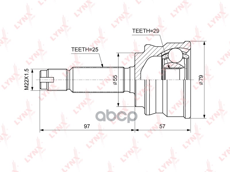 ШРУС наружный MITSUBISHI Colt(Z2) 1.3-1.5 02> LYNXauto арт. co-3655
