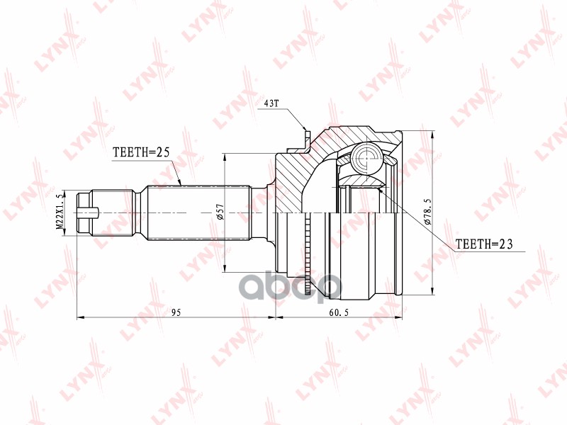 Шрус Наруж Mitsubishi Lancer Cedia(Cs5_) 1.6-1.8 Cvt 00- LYNXauto арт. CO3658A