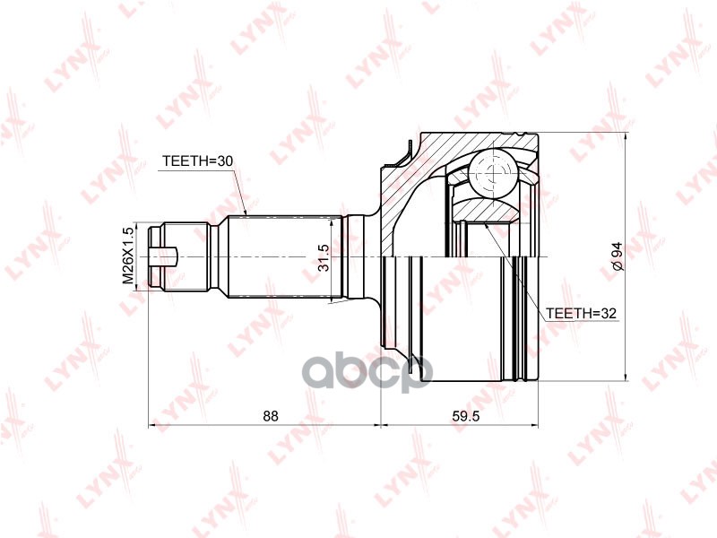 ШРУС наружный подходит для HONDA CR-V 2.0 07 CO-3671 LYNXauto арт. CO-3671