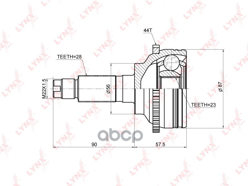 ШРУС наружный MAZDA 6 1.8-2.0 02-07 LYNXauto арт. co-3672a