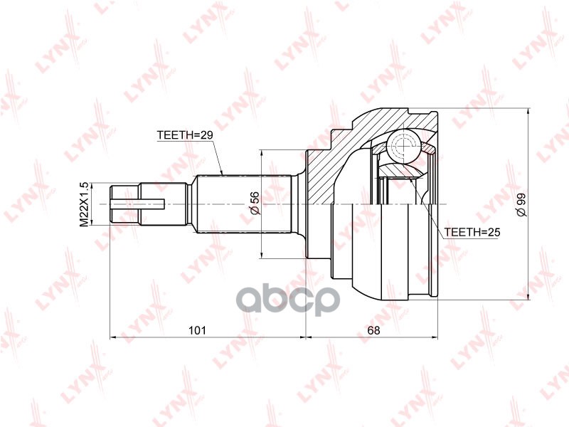 ШРУС наружный подходит для NISSAN Teana(J31) 3.5 03-08 / Presage(U31) 2.5 4WD 03-09 CO-3676 LYNXauto арт. CO-3676