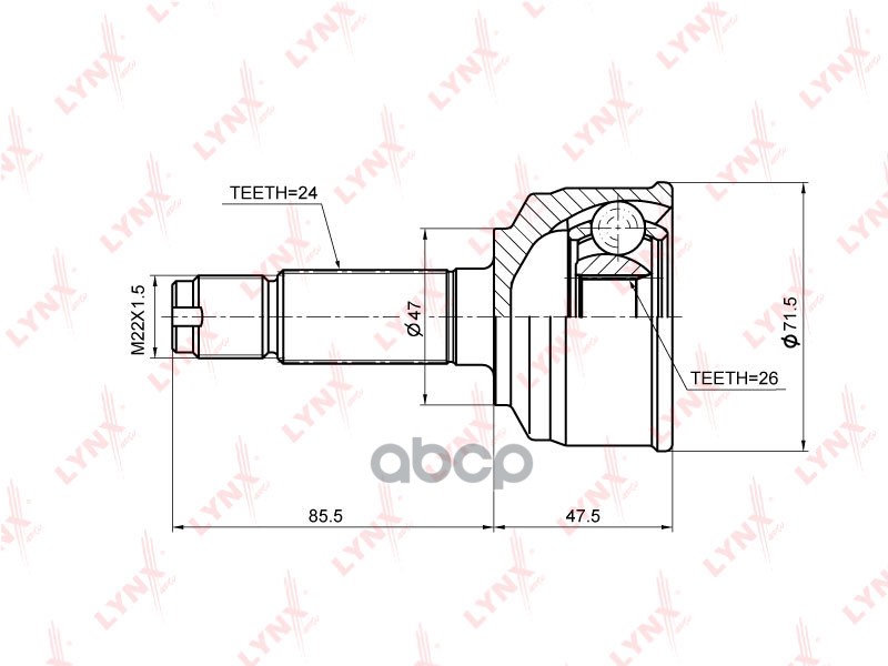 Шрус Наружный | Перед Прав/Лев | LYNXauto арт. CO3681