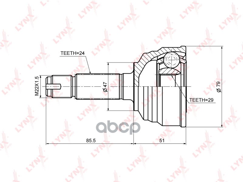 Шрус Наружный | Перед Прав/Лев | LYNXauto арт. CO3682