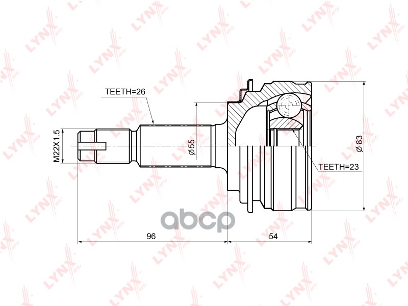 ШРУС наружный  перед правлев LYNXauto CO-3684 LYNXauto арт. CO-3684