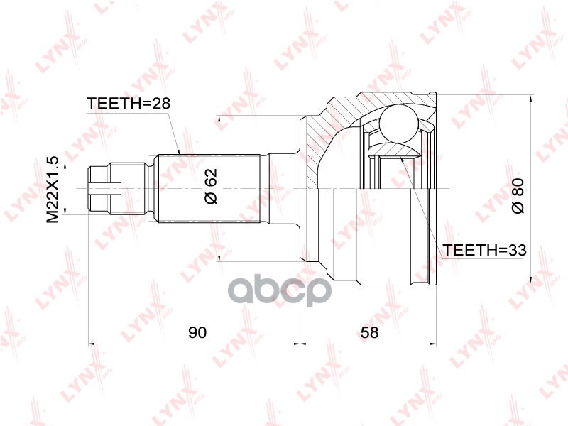 ШРУС наружный MAZDA 6(GH) 2.0-2.5 07> LYNXauto арт. co-3700