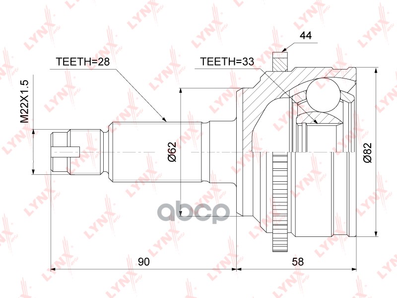 Шрус Внешний | Перед Прав/Лев | LYNXauto арт. CO3720A
