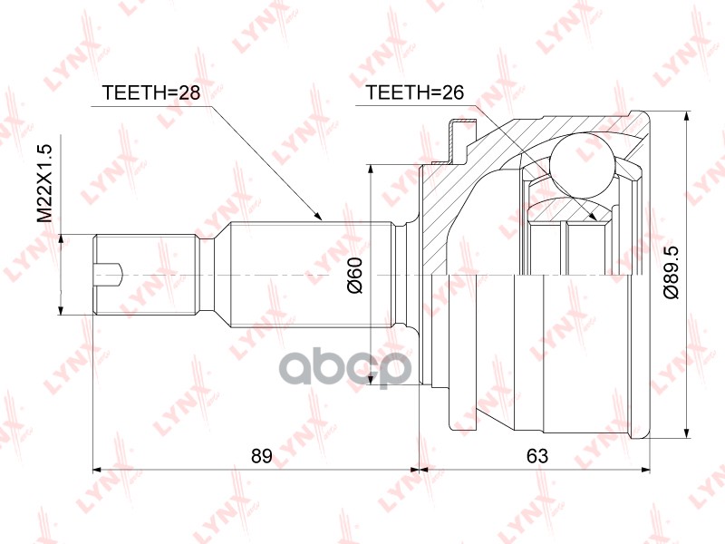 Шрус Внешний | Перед Прав/Лев | LYNXauto арт. CO3730