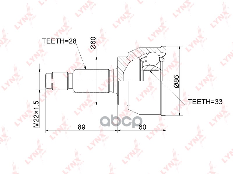 Шрус Внешний | Перед Прав/Лев| LYNXauto арт. CO3731