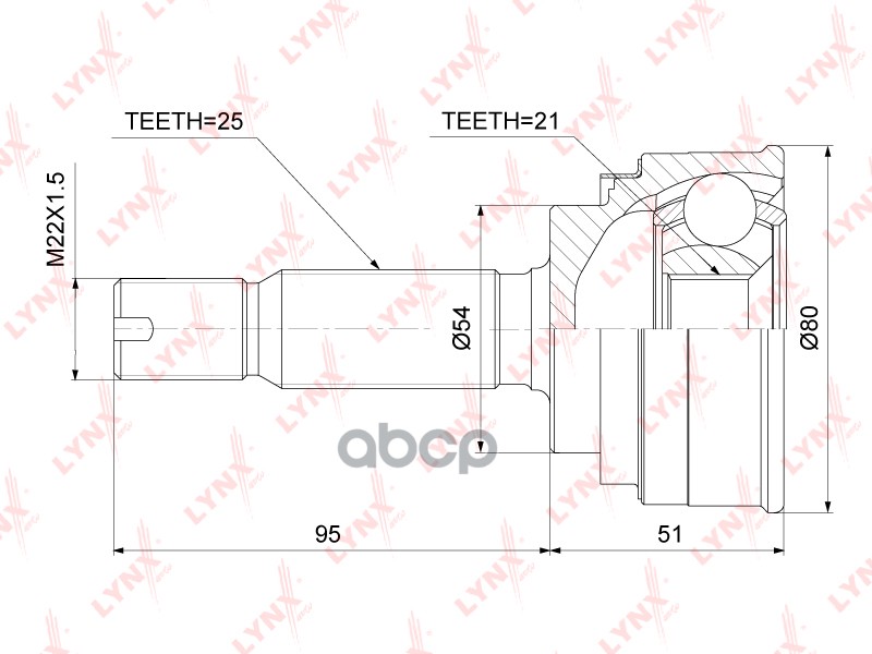 Шрус Внешний | Перед Прав/Лев | LYNXauto арт. CO3735