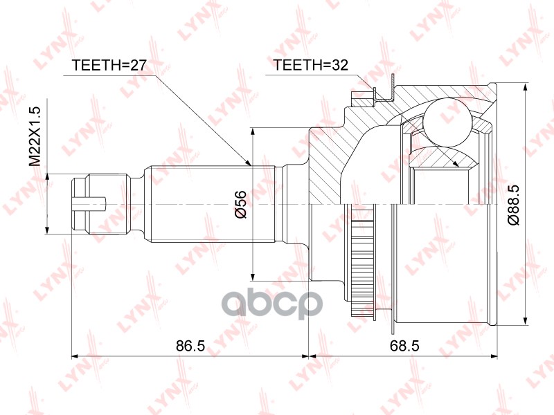 Шрус Внешний | Перед Прав/Лев | LYNXauto арт. CO3744A