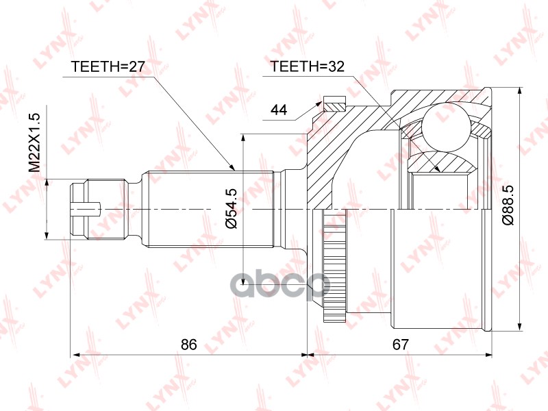 Шрус Внешний | Перед Прав/Лев | LYNXauto арт. CO3745A
