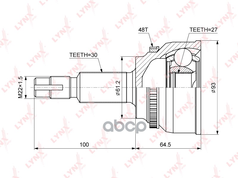 Шрус Наружный | Перед Прав/Лев | LYNXauto арт. CO3752A