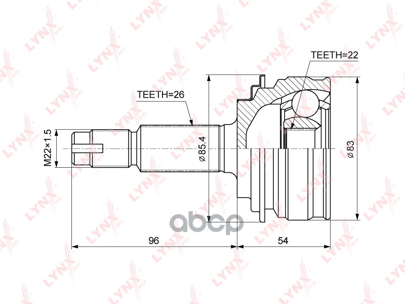 Шрус Наружный | Перед Прав/Лев | LYNXauto арт. CO3754