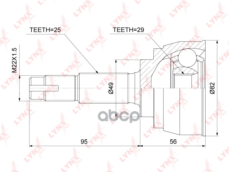 Шрус Внешний | Перед Прав/Лев | LYNXauto арт. CO3756