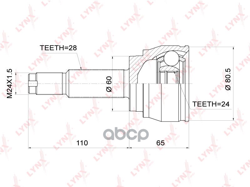 ШРУС наружный подходит для SSANGYONG Actyon 2.0D 06 / Kyron 2.0D 05 / Rexton 2.7D03.2 02 CO-3762 LYNXauto арт. CO-3762