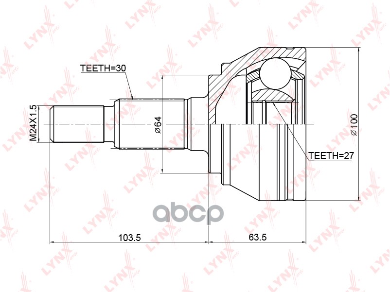 ШРУС наружный подходит для VW Touareg(7L_) 3.0D-6.0 02-10, AUDI Q7 3.0D-4.2 06 CO-3763 LYNXauto арт. CO-3763