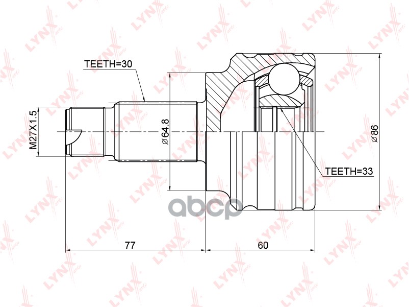 Шрус Наружный | Перед Прав/Лев | LYNXauto арт. CO3764