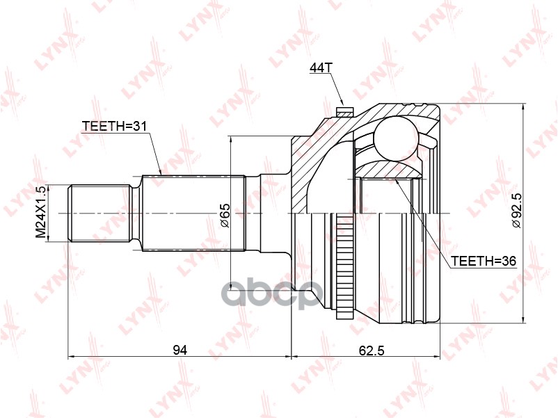ШРУС наружный подходит для MAZDA CX-7 2.3 06 CO-3770A LYNXauto арт. CO-3770A