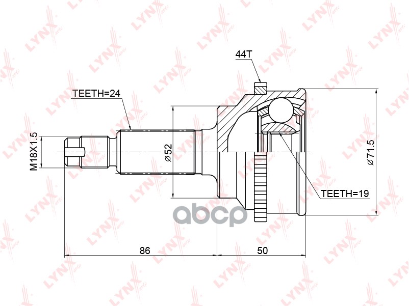 Шрус Наружный | Перед Прав/Лев | LYNXauto арт. CO3771A