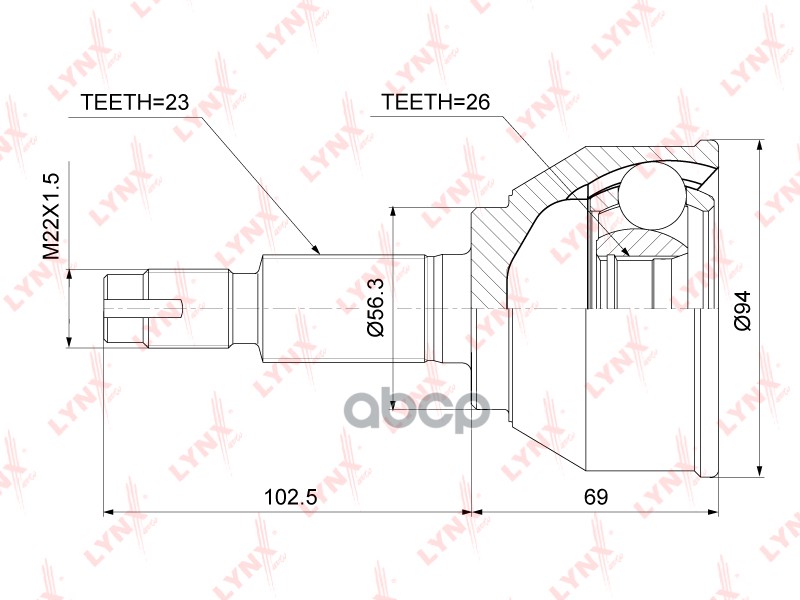 ШРУС наружный NISSAN Juke 1.6 2WD 10> LYNXauto арт. co-3777