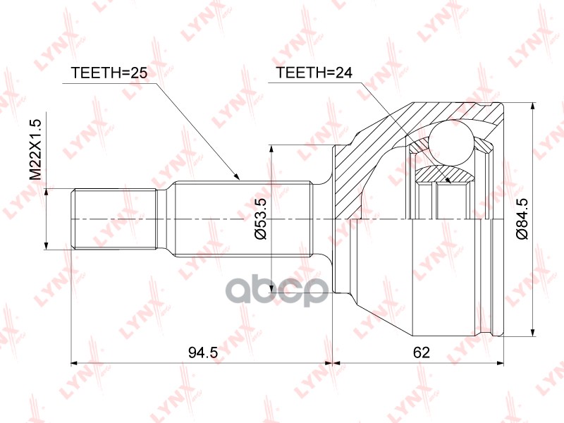 ШРУС наружный FORD Transit/Tourneo Connect 1.8D 02-13 LYNXauto CO-3788 LYNXauto арт. CO-3788
