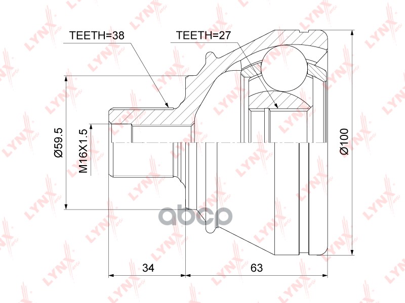 ШРУС внешний  перед прав/лев LYNXauto CO-3793 LYNXauto арт. CO-3793