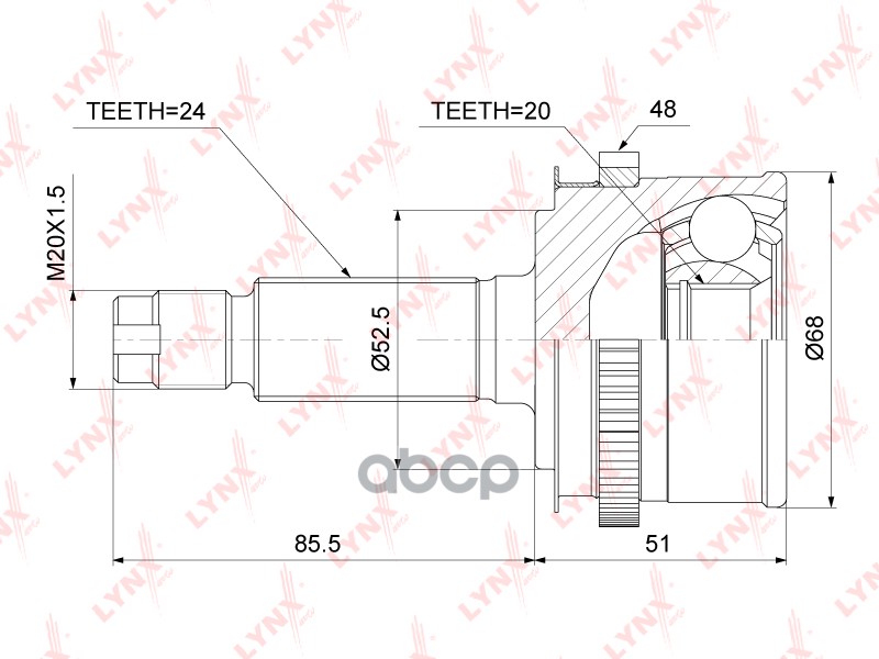 ШРУС наружный подходит для KIA Picanto(BA) 1.0-1.1 04 CO-3798A LYNXauto арт. CO-3798A