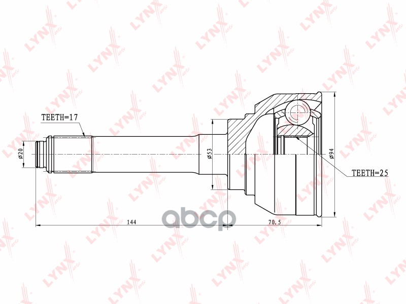Шрус Наружный  Перед Правлев Lynxauto Co-3801 LYNXauto арт. CO-3801