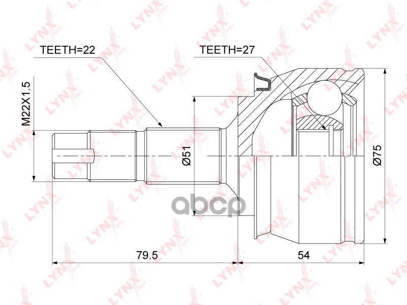 Шрус Внешний | Перед Прав/Лев | LYNXauto арт. CO3813