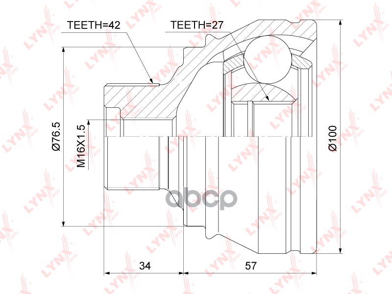 ШРУС наружный подходит для AUDI A4 1.8-3.2 07-15 / A5 1.8-3.2 07-17 / Q5 2.0-3.2 08 CO-3829 LYNXauto арт. CO-3829