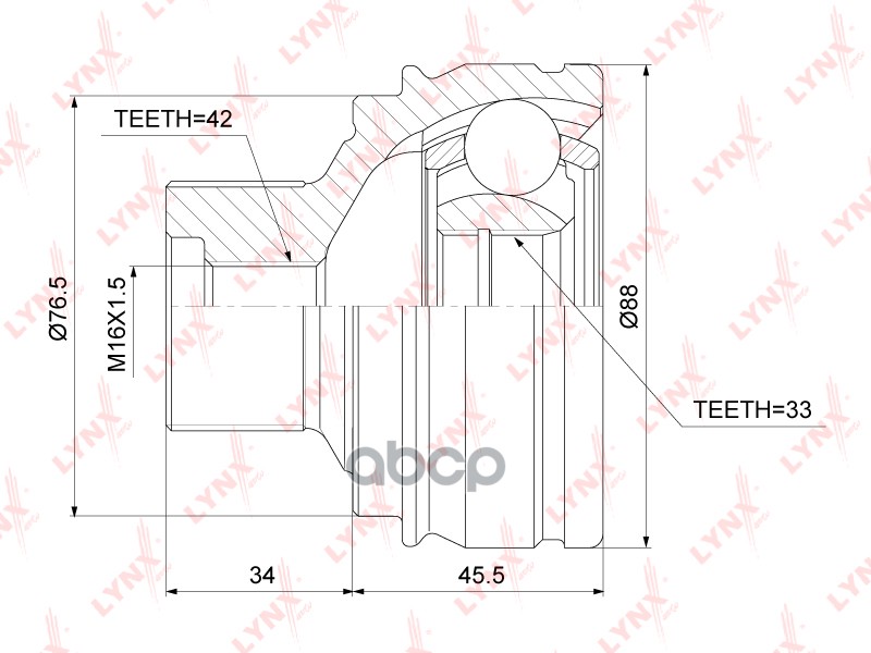 Шрус Наружный (Компл.) Lynxauto Co-3833 LYNXauto арт. CO-3833