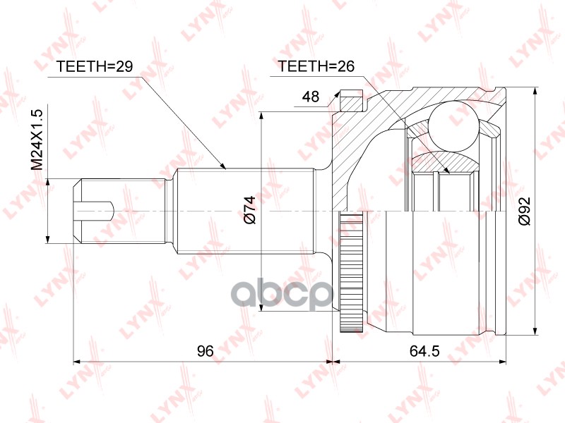 Шрус LYNXauto CO-3835A LYNXauto арт. CO-3835A